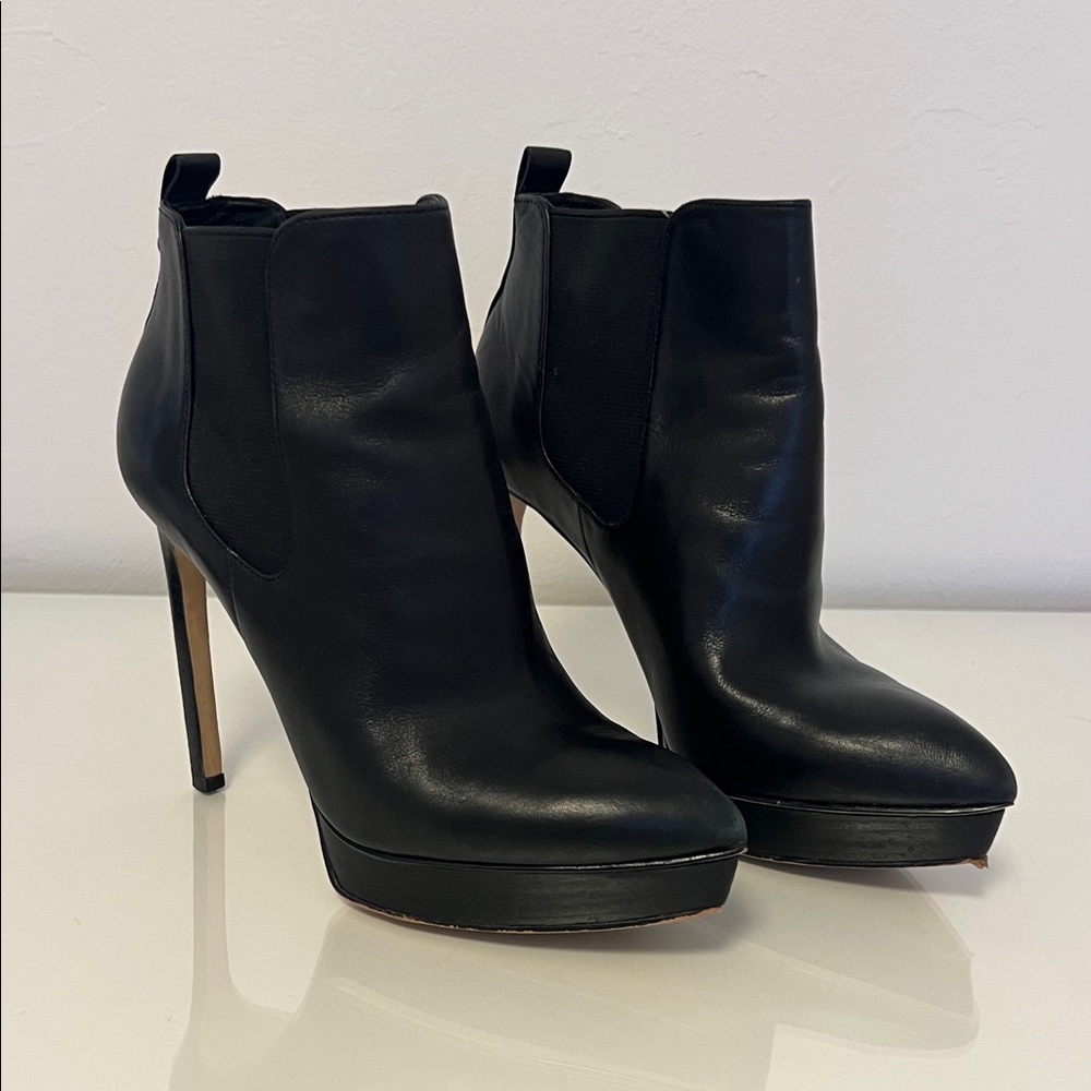Michael Kors Meadow Black Leather High Heel Ankle Bootie